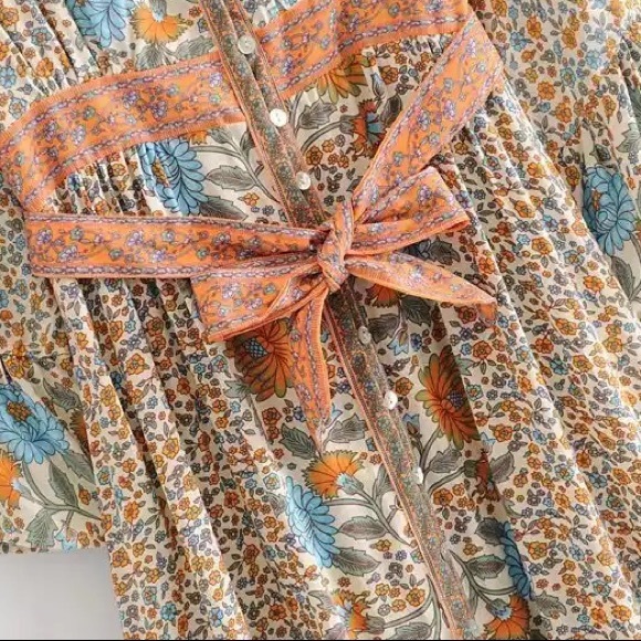 Boho Floral Gypsy Print Maxi Dress Kimono - Picture 13 of 16